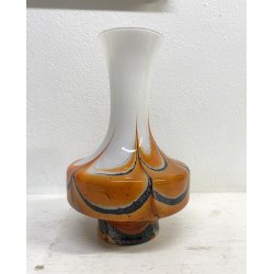VASO VETRO MURANO SOFFIATO ARANCIONE BIANCO VINTAGE STYLE Carlo Moretti '60