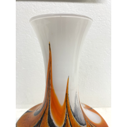 VASO VETRO MURANO SOFFIATO ARANCIONE BIANCO VINTAGE STYLE Carlo Moretti '60
