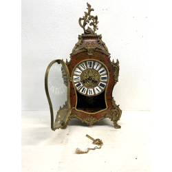 ANTICO OROLOGIO TAVOLO Boulle legno intarsiato BRONZO DORATO pendolo PRIMO '900
