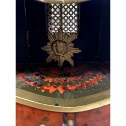 ANTICO OROLOGIO TAVOLO Boulle legno intarsiato BRONZO DORATO pendolo PRIMO '900