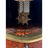 ANTICO OROLOGIO TAVOLO Boulle legno intarsiato BRONZO DORATO pendolo PRIMO '900
