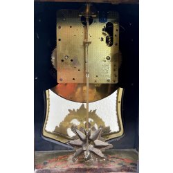 ANTICO OROLOGIO TAVOLO Boulle legno intarsiato BRONZO DORATO pendolo PRIMO '900