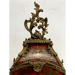 ANTICO OROLOGIO TAVOLO Boulle legno intarsiato BRONZO DORATO pendolo PRIMO '900