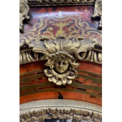 ANTICO OROLOGIO TAVOLO Boulle legno intarsiato BRONZO DORATO pendolo PRIMO '900
