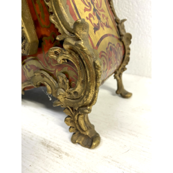 ANTICO OROLOGIO TAVOLO Boulle legno intarsiato BRONZO DORATO pendolo PRIMO '900