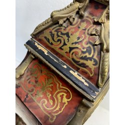 ANTICO OROLOGIO TAVOLO Boulle legno intarsiato BRONZO DORATO pendolo PRIMO '900