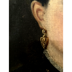 ANTICO DIPINTO OLIO TELA RITRATTO FEMMINILE NOBILDONNA SIGNORA EPOCA 800