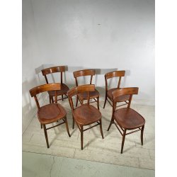 LOTTO 6 SEDIE STILE THONET ANTICHE LEGNO FAGGIO CURVATO PRIMI 1900 CHAIR OSTERIA