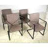LOTTO 4 SEDIE PRANZO SBALZO SIMILPELLE GRIGIO MARRONE METALLO DESIGN BRACCIOLI
