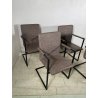 LOTTO 4 SEDIE PRANZO SBALZO SIMILPELLE GRIGIO MARRONE METALLO DESIGN BRACCIOLI