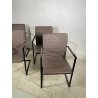 LOTTO 4 SEDIE PRANZO SBALZO SIMILPELLE GRIGIO MARRONE METALLO DESIGN BRACCIOLI