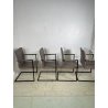 LOTTO 4 SEDIE PRANZO SBALZO SIMILPELLE GRIGIO MARRONE METALLO DESIGN BRACCIOLI