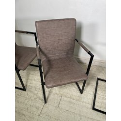 LOTTO 4 SEDIE PRANZO SBALZO SIMILPELLE GRIGIO MARRONE METALLO DESIGN BRACCIOLI