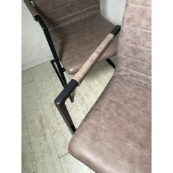 LOTTO 4 SEDIE PRANZO SBALZO SIMILPELLE GRIGIO MARRONE METALLO DESIGN BRACCIOLI