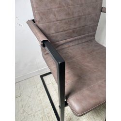 LOTTO 4 SEDIE PRANZO SBALZO SIMILPELLE GRIGIO MARRONE METALLO DESIGN BRACCIOLI