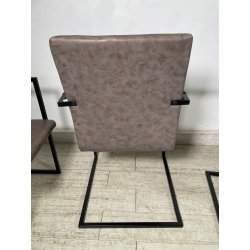 LOTTO 4 SEDIE PRANZO SBALZO SIMILPELLE GRIGIO MARRONE METALLO DESIGN BRACCIOLI