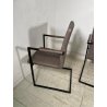 LOTTO 4 SEDIE PRANZO SBALZO SIMILPELLE GRIGIO MARRONE METALLO DESIGN BRACCIOLI
