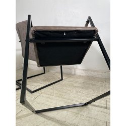 LOTTO 4 SEDIE PRANZO SBALZO SIMILPELLE GRIGIO MARRONE METALLO DESIGN BRACCIOLI