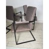 LOTTO 4 SEDIE PRANZO SBALZO SIMILPELLE GRIGIO MARRONE METALLO DESIGN BRACCIOLI