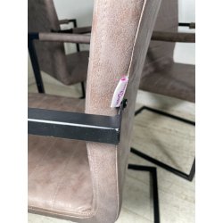 LOTTO 4 SEDIE PRANZO SBALZO SIMILPELLE GRIGIO MARRONE METALLO DESIGN BRACCIOLI