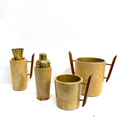 VINTAGE BAR SET 4 Pz.  DESIGN Aldo Tura MACABO FAGGIO PERGAMENA OTTONE '50s