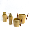 VINTAGE BAR SET 4 Pz.  DESIGN Aldo Tura MACABO FAGGIO PERGAMENA OTTONE '50s