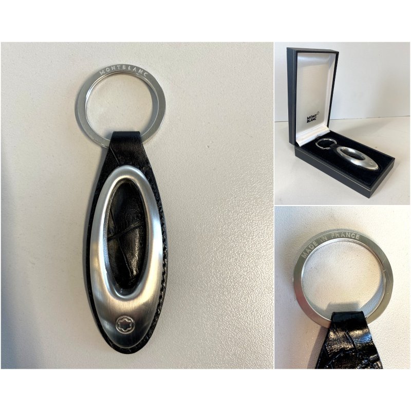 PORTACHIAVI KEY RING Montblanc MatSteel PELLE STAMPATA PATTERN BLACK ALLIGATOR