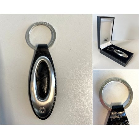 PORTACHIAVI KEY RING Montblanc MatSteel PELLE STAMPATA PATTERN BLACK ALLIGATOR