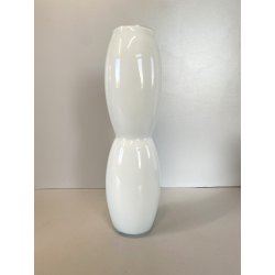 VASO VINTAGE VETRO INCAMICIATO BIANCO OPALINO FORMA ORGANICA 29 cm/h