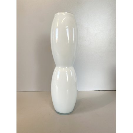 VASO VINTAGE VETRO INCAMICIATO BIANCO OPALINO FORMA ORGANICA 29 cm/h