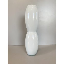 VASO VINTAGE VETRO INCAMICIATO BIANCO OPALINO FORMA ORGANICA 29 cm/h