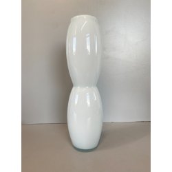 VASO VINTAGE VETRO INCAMICIATO BIANCO OPALINO FORMA ORGANICA 29 cm/h