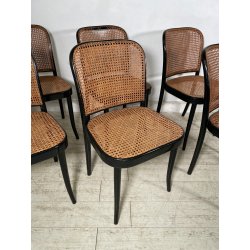 LOTTO 6 SEDIE VINTAGE STILE THONET modello 811 PAGLIA VIENNA LEGNO LACCATO NERO