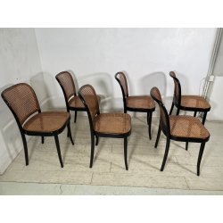 LOTTO 6 SEDIE VINTAGE STILE THONET modello 811 PAGLIA VIENNA LEGNO LACCATO NERO