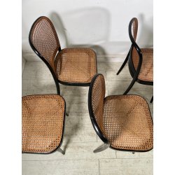LOTTO 6 SEDIE VINTAGE STILE THONET modello 811 PAGLIA VIENNA LEGNO LACCATO NERO