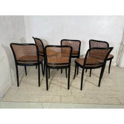 LOTTO 6 SEDIE VINTAGE STILE THONET modello 811 PAGLIA VIENNA LEGNO LACCATO NERO