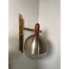 COPPIA APPLIQUE STILUX DESIGN LAMPADE PARETE VETRO VINTAGE OTTONE LEGNO ANNI 60
