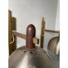 COPPIA APPLIQUE STILUX DESIGN LAMPADE PARETE VETRO VINTAGE OTTONE LEGNO ANNI 60