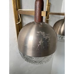 COPPIA APPLIQUE STILUX DESIGN LAMPADE PARETE VETRO VINTAGE OTTONE LEGNO ANNI 60