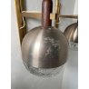 COPPIA APPLIQUE STILUX DESIGN LAMPADE PARETE VETRO VINTAGE OTTONE LEGNO ANNI 60