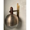 COPPIA APPLIQUE STILUX DESIGN LAMPADE PARETE VETRO VINTAGE OTTONE LEGNO ANNI 60