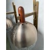 COPPIA APPLIQUE STILUX DESIGN LAMPADE PARETE VETRO VINTAGE OTTONE LEGNO ANNI 60