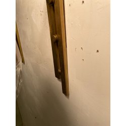 COPPIA APPLIQUE STILUX DESIGN LAMPADE PARETE VETRO VINTAGE OTTONE LEGNO ANNI 60