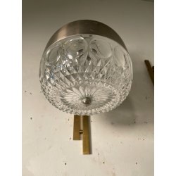 COPPIA APPLIQUE STILUX DESIGN LAMPADE PARETE VETRO VINTAGE OTTONE LEGNO ANNI 60