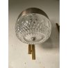 COPPIA APPLIQUE STILUX DESIGN LAMPADE PARETE VETRO VINTAGE OTTONE LEGNO ANNI 60