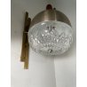 COPPIA APPLIQUE STILUX DESIGN LAMPADE PARETE VETRO VINTAGE OTTONE LEGNO ANNI 60