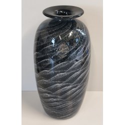 VASO VETRO La Filigrana Murano DESIGN stile MILA SCHON anni 80 SABBIATO NERO