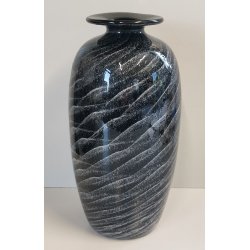 VASO VETRO La Filigrana Murano DESIGN stile MILA SCHON anni 80 SABBIATO NERO