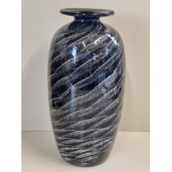 VASO VETRO La Filigrana Murano DESIGN stile MILA SCHON anni 80 SABBIATO NERO