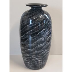 VASO VETRO La Filigrana Murano DESIGN stile MILA SCHON anni 80 SABBIATO NERO